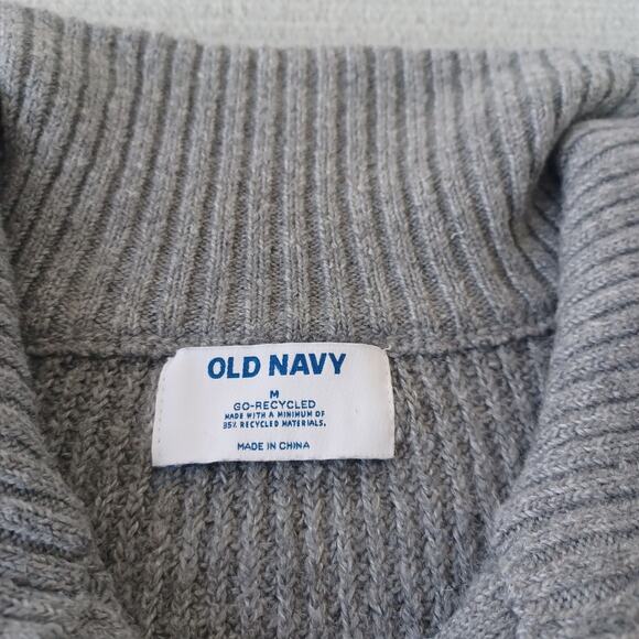 Old Navy Sweater Women M Gray 1/4 Zip Ribbed Knit Pullover Classic Minimalist - Picture 3 of 9